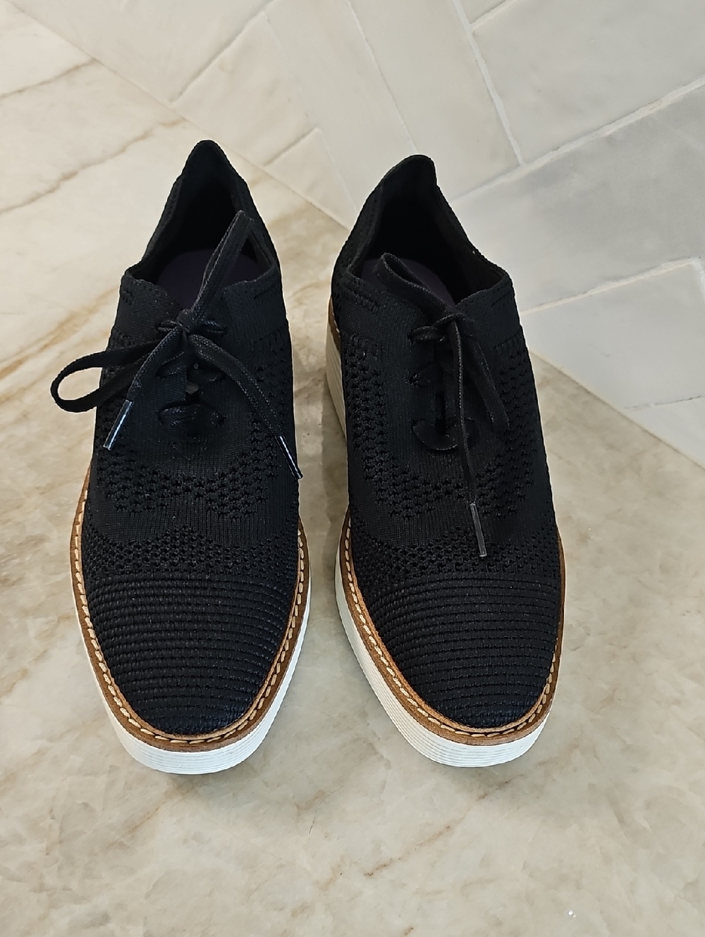 Cole Haan Black Knit Derby with Contrasting White Sole - Picture 2 of 9
